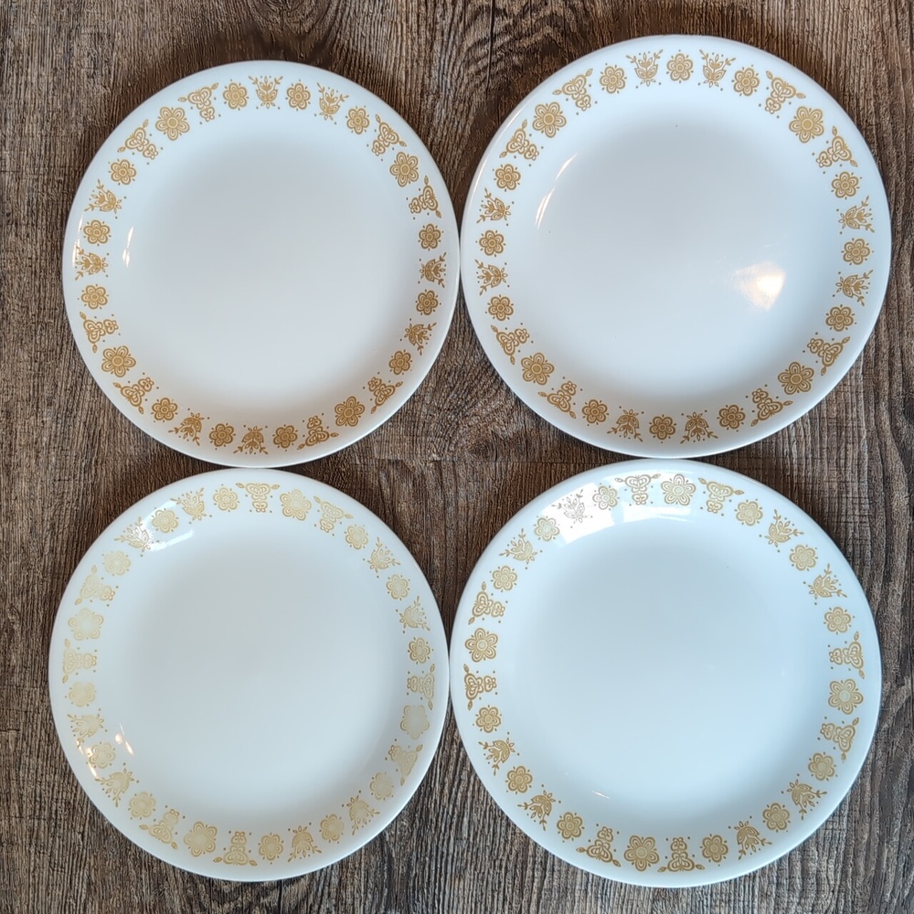 Vintage Corelle Gold Butterfly Luncheon Plates